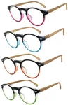 Fashion Round Oval Full Clear Lens Reading Glasses Faux Wood Spring Temples. Fixed Price $12.99.