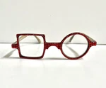 Jimmy Crystal Women's Asymmetric Circle Square Reading Glasses Red Swarovski. Fixed Price $70.00.