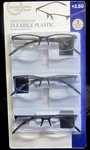 "3 Pair" Foster Grant Semi-rimless +2.50 Blk Reading Glasses Readers W/cases. Fixed Price $27.99.