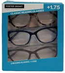 Foster Grant Full Rim Fashion Reading Glasses +1.75 Strength, 3 Pack. Fixed Price $13.00.