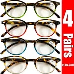 4 Pairs Women Spring Hinge Round Horn Power Oval Reading Reader Glasses 1-3. Fixed Price $12.49.