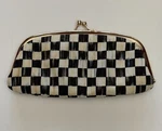 Mackenzie Childs Courtly Check Black White Soft Eyeglass Case Kiss Lock Clasp. Fixed Price $59.99.
