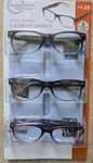 Design Optics By Foster Grant Full Frame Ladies FASHION+1.25 (3 Pk) With Cases. Fixed Price $18.00.