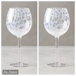 Pair/set Of 2 Anthropologie 9" Light Blue Treillage Red Wine Glasses. Fixed Price $45.00.