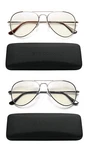 Eye Zoom 2 Pack Aviator Style Blue Light Blocking And Anti Uv Reading Glasses. Fixed Price $24.99.