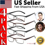 4 Pack Reading Glasses Readers Women Square Frame Spring Hinge Unisex Pairs. Fixed Price $11.89.