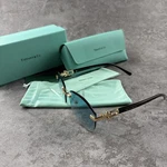 New Box - Tiffany Rimless Sunglasses Women Gold Frame Blue Tinted Lenses. Fixed Price $27.99.