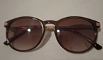 Retro Round Tortoise Shell Sunglasses With Gold Metal Bridge & Temple Accents. Fixed Price $14.97.