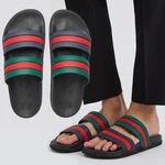 Gucci Shoes Men Signature Web Stripes Double Strap Rubber Sandals Sz / 9.5. Fixed Price $299.00.