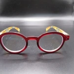 Peepers Style Sixteen Focus Reading Glasses +2.75 Red Round Frames Plaid Temples. Fixed Price $24.99.