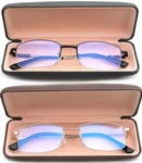 Reading Glasses Blue Ray Block Progressive Reader With Case Titanium Flex Frame. Fixed Price $27.99.