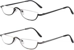 2 Pairs Half Frame Reading Glasses For Women Slim Moon Lens Readers .... Fixed Price $16.95.