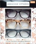 Adrienne Vittadini 3-PACK Premium Reading Glasses Readers +2.50 New Authentic. Fixed Price $29.99.