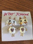 Betsey Johnson Excellent Quality Rhinestone Cat Earrings. Fixed Price $22.99.