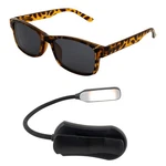 Global Vision +3.0 Reading Glasses Demi Brown Clear Lens With Clip Shades. Fixed Price $21.99.