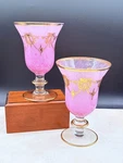 Set Of 2 Arte Italica Rialto Borghese Pink Gold Wreath Wine Glasses Mouth Blown. Fixed Price $129.00.