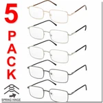 Reading Glasses Womens Square Spring Hinge Unisex 5 Pack New Style Look. Fixed Price $13.95.