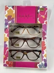 Nicole Miller Thick Multicolored Tortoise 3 Pack Reading Glasses +2.50 Nib. Fixed Price $29.99.