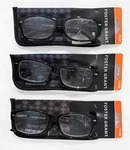 (3) Pairs Of Foster Grant "hugo" 2.50 Black Frame Reading Glasses W/ Cases - New. Fixed Price $18.04.