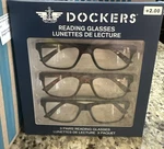 Dockers Reading Glasses +2.00 3 Pack Black, Animal Print, Blue Square Frame. Fixed Price $28.79.