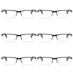 6 Pk Mens Half Frame Spring Hinge Reading Glasses Blue Light Blocking Readers. Fixed Price $19.99.