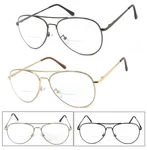 1 Or 2 Pairs Metal Frame Pilot Bifocal Reading Glasses Spring Hinge Temples. Fixed Price $13.99.