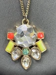Ladies Women Signed Loft Colorful Rhinestone Charm Pendant Necklace 32. Fixed Price $14.20.