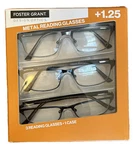 Design Optics By Foster Grant Kyne Full Metal Square Reading Glasses 3 Pk +1.25. Fixed Price $16.99.