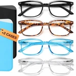 Novivon Reading Glasses +2.0 With 6 Cases 50.8-4-0, Black+leo+clear+blue. Fixed Price $17.23.