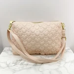 Betsey Johnson Heart Quilted Crossbody Bag Women Large Light Pink Floral Lined. Fixed Price $35.00.