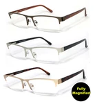 Premium Quality Rectangle Metal Frame Semi Rimless Reader Reading Glasses. Fixed Price $22.95.