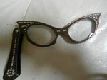 Vintage 50S Cat-eye Folding Reading Glasses Coppery Brown Lucite, Rhinestones. Fixed Price $35.00.