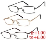 Retro Rectangle Reading Glasses Metal Frame Spring Hinges High Power Up To +6.00. Fixed Price $13.99.