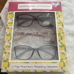 Adrienne Vittadini Designer Reading Glasses 3 Pair, Tortoise, Clear,& Gray +2.00. Fixed Price $25.99.