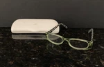 Mackenzie-childs Courtly Check/green +2.50 READERS/GLASSES/CASE/#99001-024/EUC!. Fixed Price $79.95.