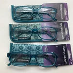 "3 Pair" Foster Grant Pearla Teal +1.25 Reading Readers Glasses Tel. Fixed Price $24.95.