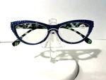 New Jimmy Crystal Womens Reading Glasses Cateye Blue 1.50 Swarovski. Fixed Price $33.96.