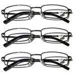 3 Pairs Slim Metal Rectangular Reading Glasses Spring Hinge High Power Reader. Fixed Price $15.95.