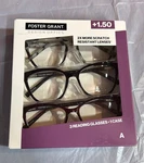 Design Optics By Foster GRANT,+1.50, Reading Glasses, 3-PACK. Fixed Price $17.99.