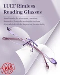 Luff Rimless Reading Glasses Women Blue Light Readers Metal Frame. Fixed Price $27.99.