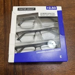 Foster Grant Design Optics By 668 Full Metal Square Reading Glasses 3 Pk +2.50. Fixed Price $13.59.
