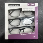 Foster Grant 815 Classic Plastic Square Reading Glasses 3 Pack +1.50 B. Fixed Price $12.99.