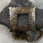 Vintage Sarna Brass India Square Brooch Pin Frame Etched 1.75" X. Fixed Price $22.25.
