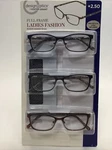 Design Optics By Foster Grant Full Frame Ladies Fashion Readers 3PKS +2.50. Fixed Price $28.98.