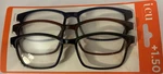 Icu Eyewear Square Bifocal Reading Glasses +1.50 3-PACK Black Brown Blue. Fixed Price $10.49.