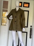 Chico Size 6 ( 0.5) Croc Embossed Leather Jacket Olive Green Button Up Lined. Fixed Price $23.50.