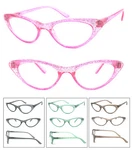 1 Or 3 Pair Woman Cat Eye Glitter Frame Full Lens Reading Glasses Spring Temple. Fixed Price $25.99.