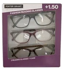 Design Optics By Foster Grant Clancy Round Plastic Reading Glasses, 3-PACK +1.25. Fixed Price $14.99.