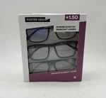 Foster Grant Classic Square Reading Glasses 3 Pack +1.50 Full Rim Readers Nob. Fixed Price $16.14.