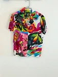 Jams World Aloha Style Camp Shirt - Ladies Small, Fabric Pattern Sherbert Garden. Fixed Price $28.00.